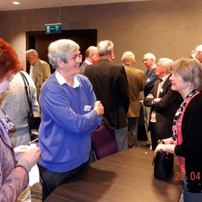 Another general group, Thelma Fitzgerald and brother Martin, talking to Helen Clews