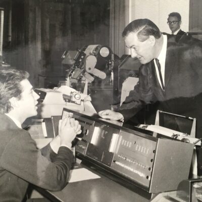 James Callahan, before he became PM and Roy Farrant at the console and Keith Kent at the printer